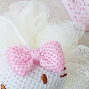 Bath Ball Cute Cartoon Shower Puff Loofah Body Scrubber PE Tool for Cleaning Bathing White Cat