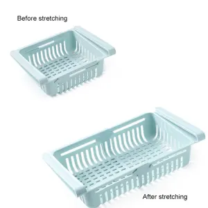 Fridge Drawer Organizer Retractable Multifunction Space Saving Refrigerator Storage Box Light Blue 20.5×16.4×7.6cm / 8.1×6.5×3.0in