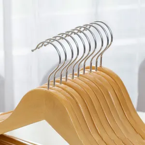Wooden Coat Hanger Non Slip Clothes Hanging Rack 360 Degree Rotation Suit Hangers for Home 44.5cm 10pcs