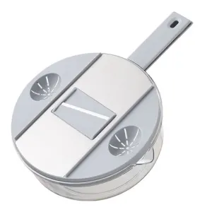 Multifunctional Vegetable Cutter Stainless Steel Household Manual Vegetable Chopper for Kitchen Round Galaxy Grey, (Send 6 Blades, Hand Protector, Storage Box)