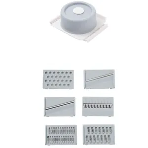 Multifunctional Vegetable Cutter Stainless Steel Household Manual Vegetable Chopper for Kitchen Round Galaxy Grey, (Send 6 Blades, Hand Protector, Storage Box)