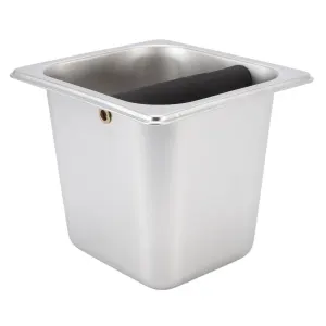 Stainless Steel Coffee Knocking Grounds Box with Rubber Rod Embeddable Coffee Dump Bin for Home Restaurant