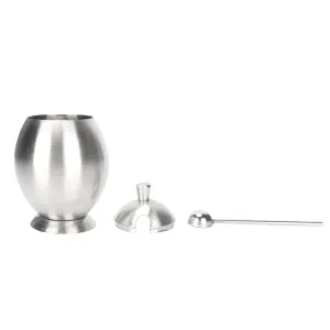 Egg Shaped Condiment Container Stainless Steel with Spoon Oval Condiment Jar For Spice Sugar Kitchen Resturant