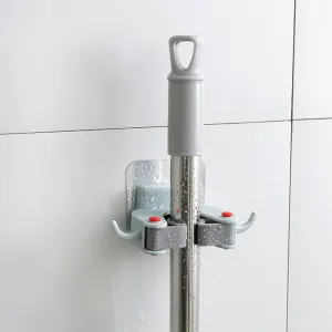 Durable Reusable Wall mounted Mop Holder Rack for Towel Broom 02#Blue