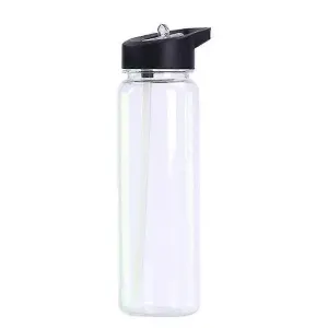 Sports Water Bottle with Straw Flip Lid Hygienic Cover Wide Neck Reusable Drinking Bottle for Running Gym Fitness Cycling Outdoor