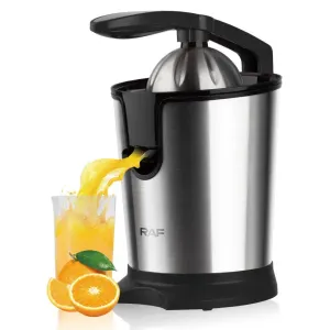 Electric Citrus Juicer with Stainless Steel Body and Dual-Color Press Arm – Effortlessly Squeeze Fresh Orange, Lemon, and Grapefruit Juice at Home with a Powerful Motor, Large 400mL Capacity, and Easy-Clean Detachable Parts for Daily Family Use. – Black