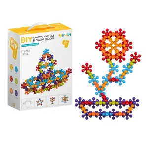3D Plum Blossom Building Blocks for Kids – DIY Creative Puzzle Toy for Ages 3+ with 112, 302, or 902 Pieces, Safe Plastic, Reusable Storage Bag, and Idea Guide for Endless Fun
