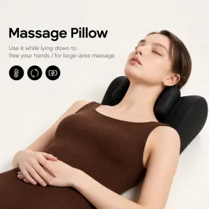 Wireless Neck Shoulder Massage Pillow with Heat, Ergonomic Shiatsu Kneading Cushion for Office Home Travel, Multi-Position Back Lumbar Leg Relaxation (Black)