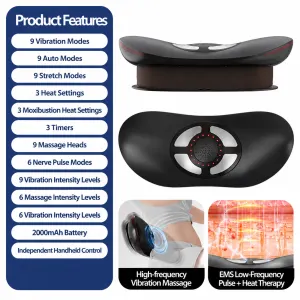 Smart EMS Lumbar Massager with Heat, Airbag Traction and Pulse Modes for Home Relaxation, Muscle Relief and Daily Back Comfort