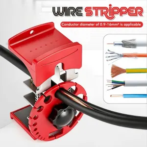 Manual Wire Stripper Tool with Adjustable Blade and Multi-Hole Rotary Dial for Electrical Wiring, Cable Processing, and Scrap Wire Recycling Tasks (Red)