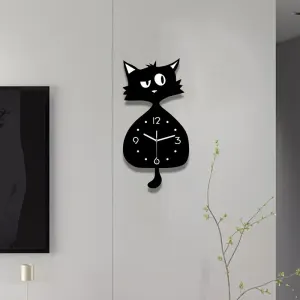 Black Gray Cat Wall Clock Unique Home Decor Silent Wall Clock Cat Decor Australia Modern