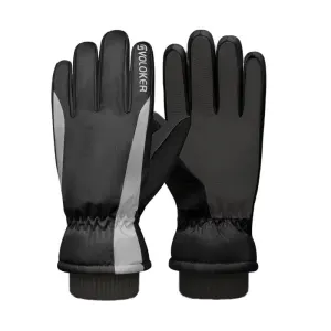Outdoor Sports Fleece Lined Windproof Touchscreen Ski Gloves,men's black