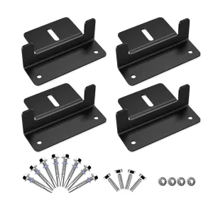 Black Solar Panel Z Bracket Mount - Lightweight Anodized Aluminum Mounting Brackets for RVs, Trailers, Vans, Campers - Set of 4