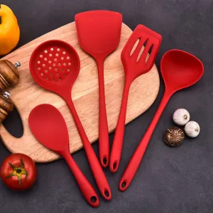 Silicone Cooking Utensils Set (5 Piece Set)-kitchen utensils set -Non Stick Spatula, Mixing and slotted Spoon, High Heat Resistant