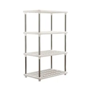 4 Tier Freestanding Shelf Bathroom Organizer, Shelving Unit Storage Rack Organizer, For Home, Garage, Basement, And Laundry, White