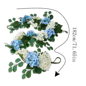 Hydrangea Garland | Blue and Cream Artificial Flower Garland | 6-Foot Easter Decoration for Mantels, Banisters, and Table Centerpieces