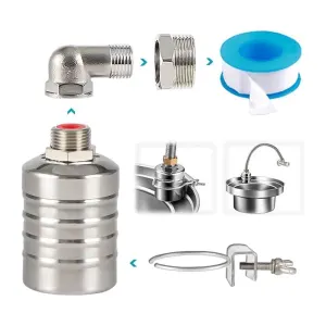 5X Float Valve,1/2 Inch to 3/4Inch Water Float Valve,304 Stainless Steel Fully Automatic Water Level Control Float Valve