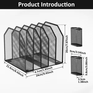 Black 7 Section Desktop File Sorter, Easy to Assemble, Sturdy and Lightweight for Letter A4 Folder Paper Book Office Classroom Home