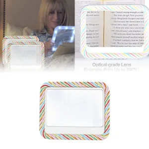 Full Page LED Light Reading Magnifier, 300% Large Optical Lens Portable Magnifying Glass For Seniors