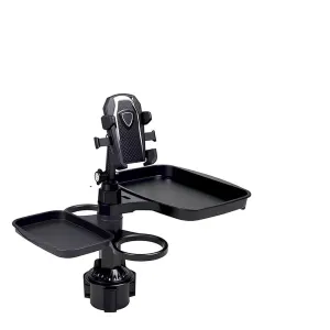 5 in 1 Car Cup Holder Tray with Phone Holder & 2 Food Table Tray & 2 Cup Holder, car tray table, Multipurpose for Eating, Working, Travel, Camping