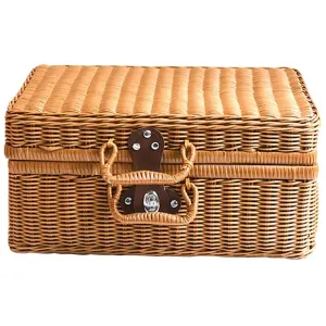 Simulated Rattan Woven Suitcase Retro Storage Box Handwoven Storage Case