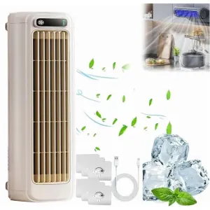 Silent Bladeless Fan, Portable Wall Mount Fan, 2000mAh Battery Turbine Wind 3 Speeds, Rechargeable Fan for Office Study Bedroom(B)