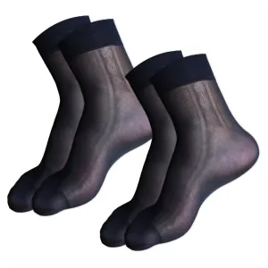 2Pcs Mens Dress Socks,Business Dress Socks Dress Socks for Men 9-12,Low-Cut Style Tube Socks,Black