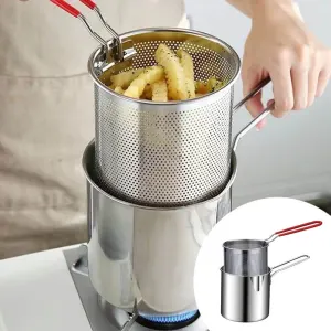 Small Stainless Steel Deep Frying Pot With Wire Strainer Basket Multipurpose Home Cookware For Deep Frying Boiling Steaming Daily Meal Preparation