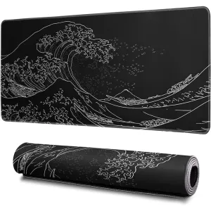 Large Gaming Mouse Pad with Stitched Edges, Minimalist Topographic Map Desk Mat, 3mm Thick Non-Slip Rubber Base Mice Pad for Gamer,Office & Home, 31.5 X 11.8 Inch