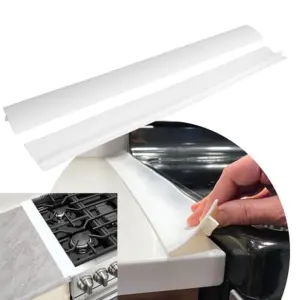 Silicone Stove Counter Gap Covers-2 Pack Gap Fillers-Kitchen Spill/Crump Guards-Heat Resistant-Flexible-30 Inch Long-Cut to Size with Scissors-Easy to Clean-White