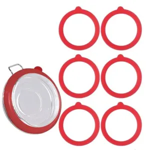 6pcs 4.5 Inch Silicone Replacement Gaskets for Jars Rubber Seals for 3.5 Inch Mouth Glass Jars (Red)