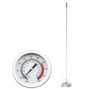 15″ Long Stem Deep Fry Thermometer with Clamp,Instant Read 2″ Dial Meat BBQ Thermometer for Deep Fry,Grill,Turkey,Candy,Coffee etc