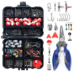 263pcs Fishing Accessories Kit,Included Plier,Hooks,Weights & Other Accessories,Fishing Bait Lure Gear Kit Gift for Men Bass Freshwater