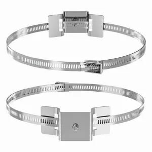 Adjustable Sign Mounting Bracket for Larger Poles,4 to 15in Metal Street Sign Mounting Bracket Hardware for Water Heater,2 x Pole Brackets with 2 Straps,Silver