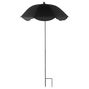 Pink Garden Parasol (50.4"x25.5"), Metal Stake Plant Sun & Rain Shade Umbrella for Potted Plants & Outdoor Decor
