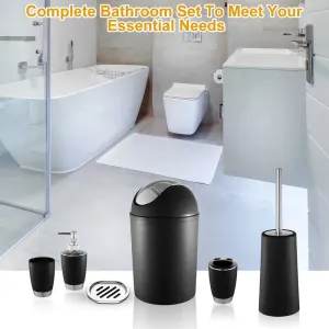 6 bathroom accessories, plastic bathroom set soap dispenser toothbrush holder, black