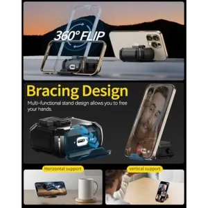 Compatible with AirPods 4 Case,Magnetic Automatic Lock with Phone Stand & Cleaning Kit,Compatible with Cover -Silver
