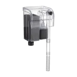 Hang On Back Aquarium Filter, 2-in-1 Silent Bio Filtration and Oxygenation Pump, Low Noise Power Filter for Small to Medium Fish Tanks, Submersible Water Circulation System