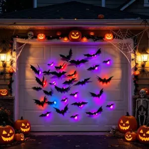 48-Pack Halloween Bat Wall Decor, Spooky Indoor & Outdoor Party Decoration for Haunted Houses (black)