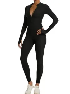 Long-sleeve Zip-up Bodysuit for Yoga, Workout, and Everyday Versatile Wear