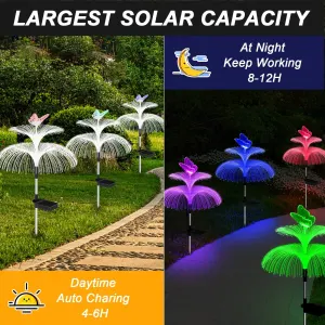 3-Pack Solar Garden Lights: Butterfly Double Jellyfish Decor for Outdoor Yard, Path, Pool, Holiday, Mom Gift (Purple)