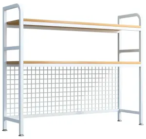 CARLA HOME  2-Tier Metal Desktop Hutch Bookshelf with Grid Panel for Computer Desk and Office Countertop