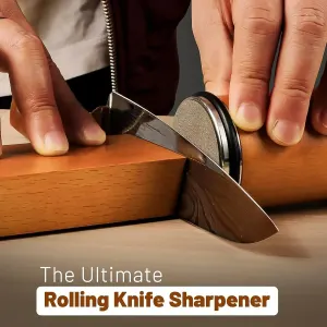 CARLA HOME Rolling Knife Sharpener – Brown – 15° & 20° Angle – Kitchen Appliances Knife Sharpeners