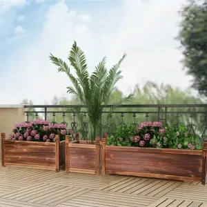 Small Raised Garden Bed 30x30x33/38cm Wooden Planter Box