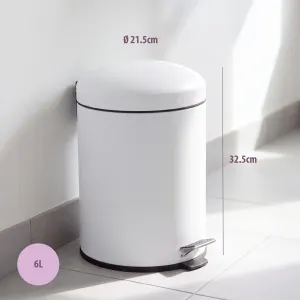 6L Compact Pedal Bin with Stainless Steel and Plastic Construction