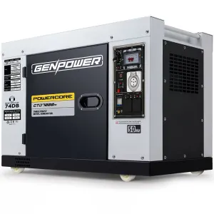 GENPOWER 7kW Peak 5kW Rated Commercial Diesel Generator, Three Phase 415V, Electric Start, Sound-Insulated, RCD Safety Switch, Worksite & Backup Power