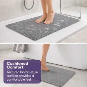 EQUIPMED Washable PVC Anti-Slip Loofah Bath and Shower Mat, Small, 40 x 60cm