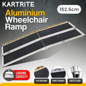 Kartrite 5FT Folding Aluminium Wheelchair Ramp Portable Suitcase Mobility Scooter Ramp Non-Slip 272kg Capacity