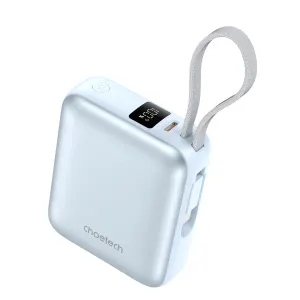 CHOETECH B832-BL Mini 35W 10,000mAh Power Bank with LED Display + USB-C Cable Light Blue