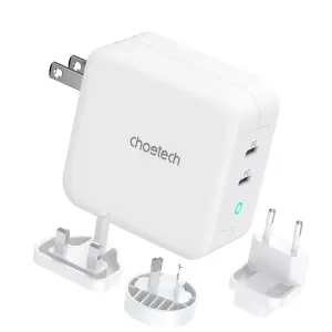 CHOETECH PD6008  GAN Dual Type-C 100w Travel Charger (US/EU/UK/AU)